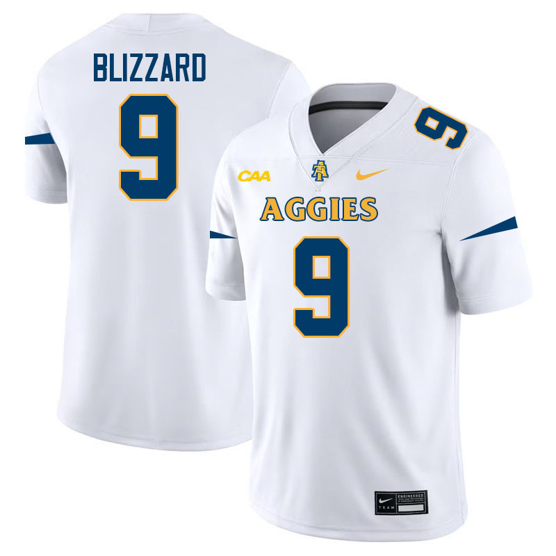 North Carolina A&T Aggies #9 Shimique Blizzard College Football Jerseys,Uniforms-White